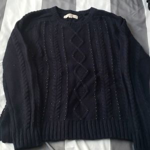Loft navy cable knit sweater